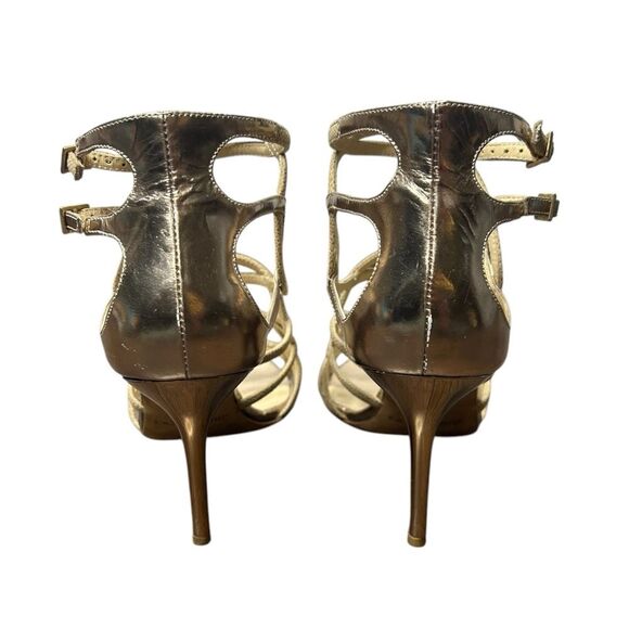 Jimmy Choo Gold Strappy Cage Heel Sandals Size 38 Stilettos - Picture 5 of 7